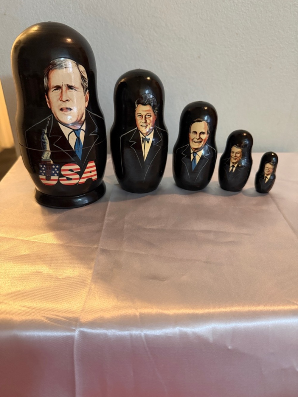 Black Patriotic Nested Russian Dolls Set